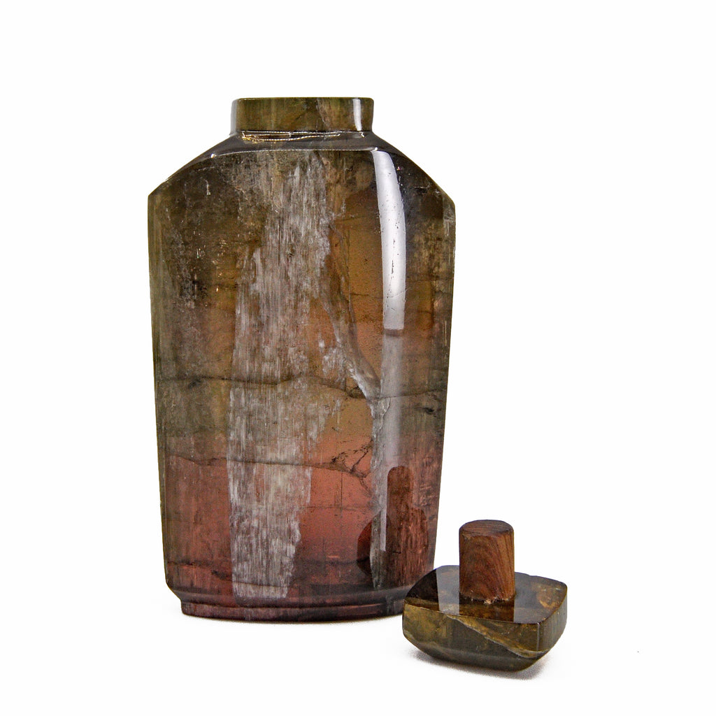 Pink and Green Tourmaline 3.52 inch 157 gram Carved Crystal Perfume Bottle - Portugal - BBR-011 - Crystalarium
