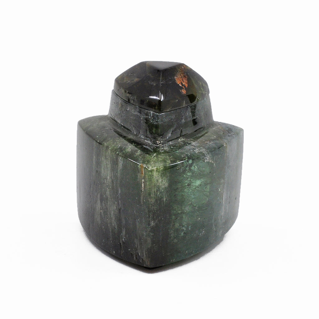 Tourmaline - Carved Green Tourmaline Gemstone Crystal Bottle - XF-008 - Crystalarium