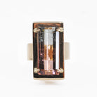 Bi-color Pink and Blue Tourmaline 20.05 mm 9.63 carats Rectangle Faceted 14K Handcrafted Gemstone Ring - GGO-003 - Crystalarium