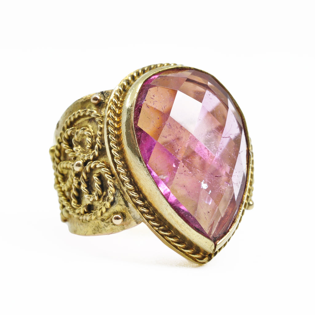 Tourmaline - Faceted Pink Tourmaline 14k Handcrafted Gemstone Ring - XO-311 - Crystalarium