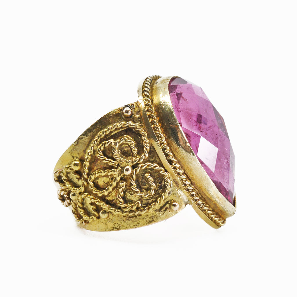 Tourmaline - Faceted Pink Tourmaline 14k Handcrafted Gemstone Ring - XO-311 - Crystalarium