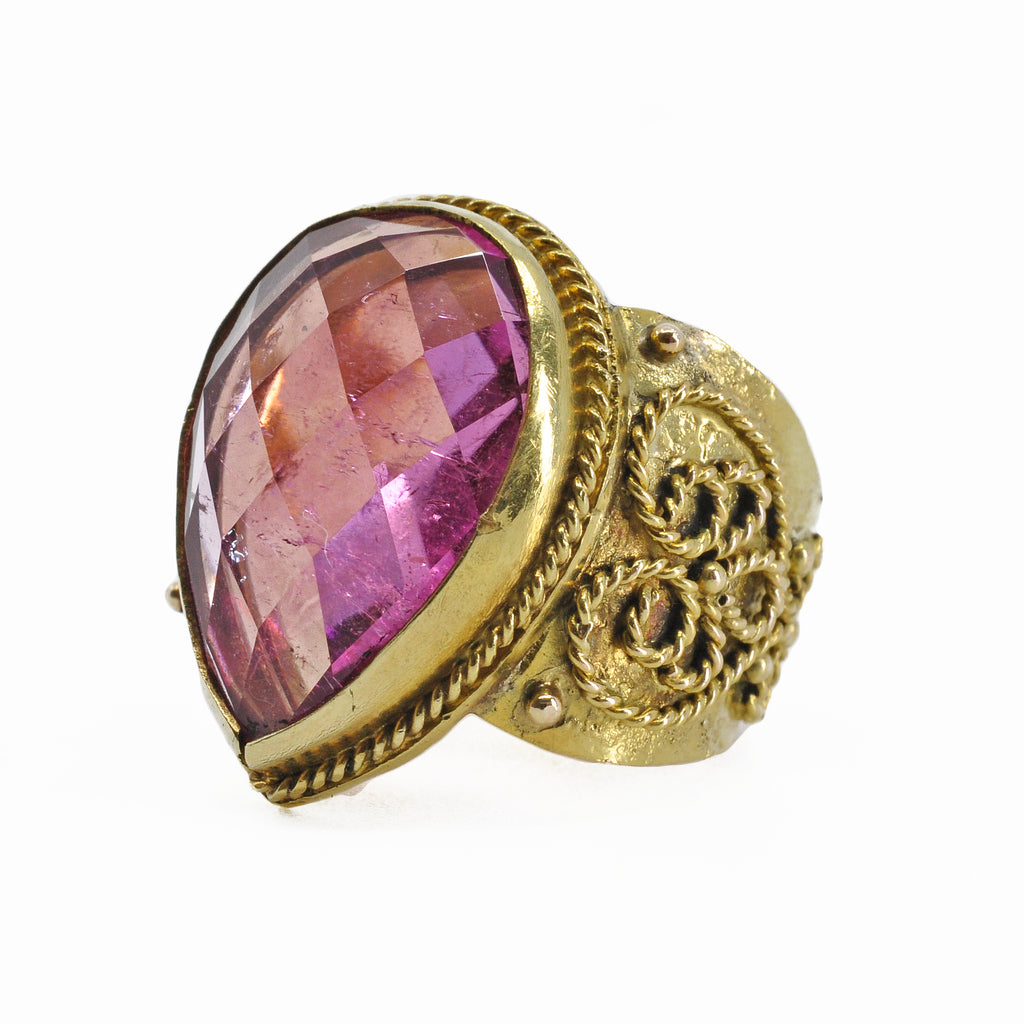 Tourmaline - Faceted Pink Tourmaline 14k Handcrafted Gemstone Ring - XO-311 - Crystalarium