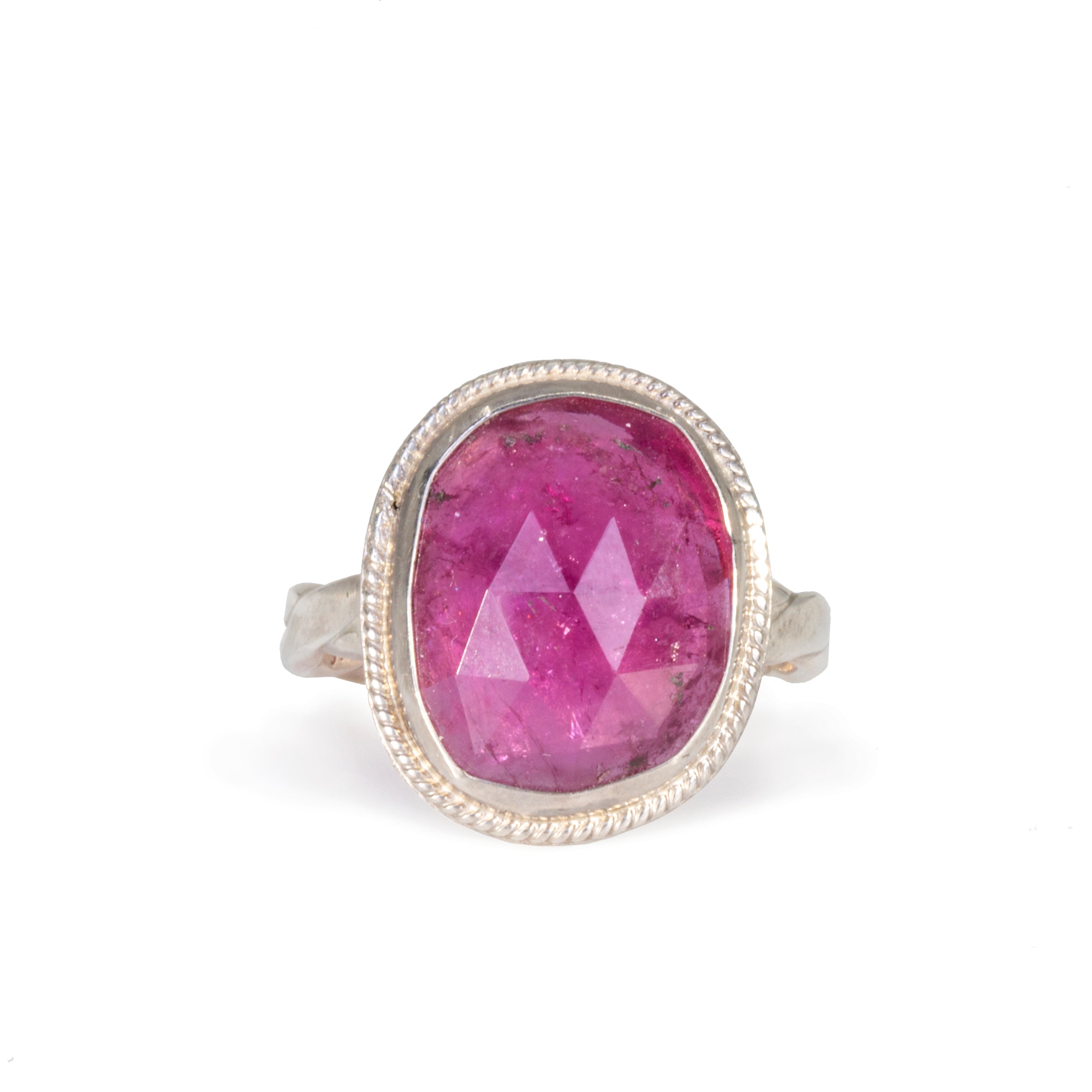 Pink Tourmaline 6.37 carat Rosecut Handcrafted Sterling Silver Ring - DDO-237 - Crystalarium