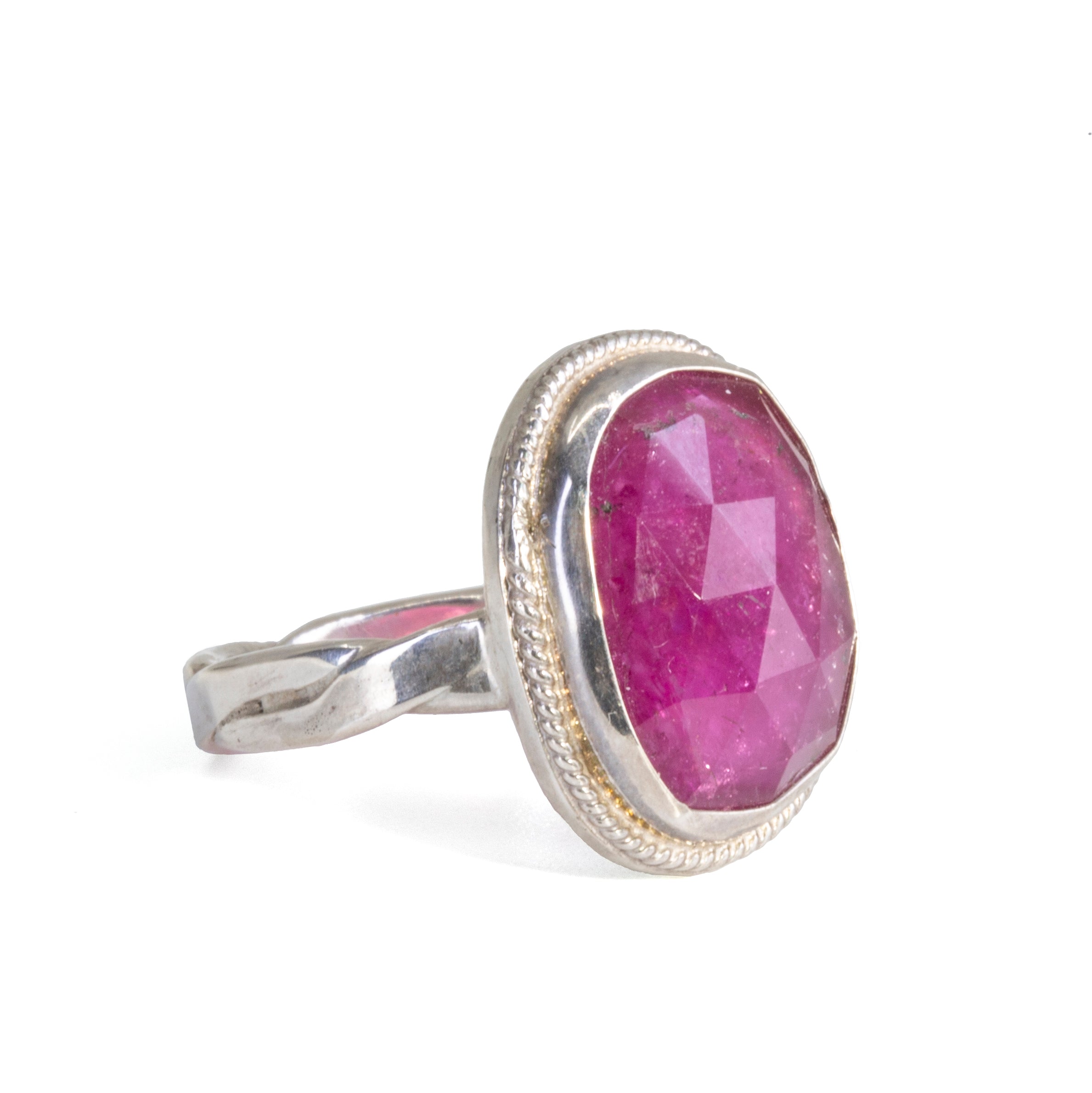 Pink Tourmaline 6.37 carat Rosecut Handcrafted Sterling Silver Ring - DDO-237 - Crystalarium