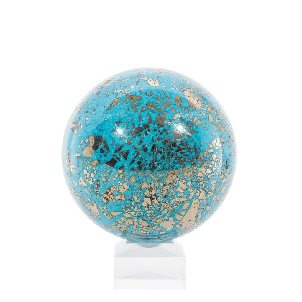 Turquoise & Pyrite 3.79 Inch 1.48kg Polished Crystal Sphere - Iran - YRCON-003 - Crystalarium