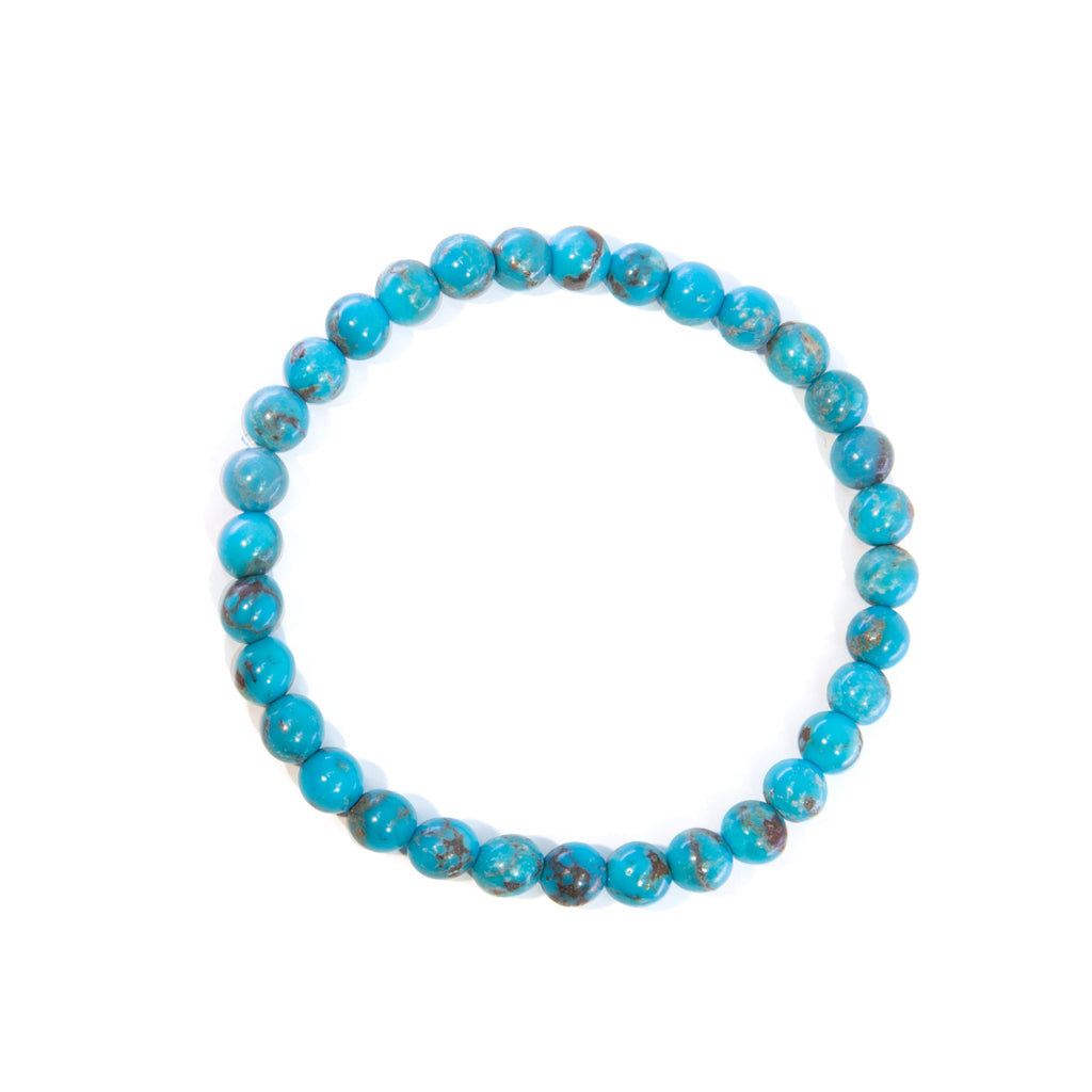 Turquoise 6mm Beaded Bracelet - JJW-045 - Crystalarium