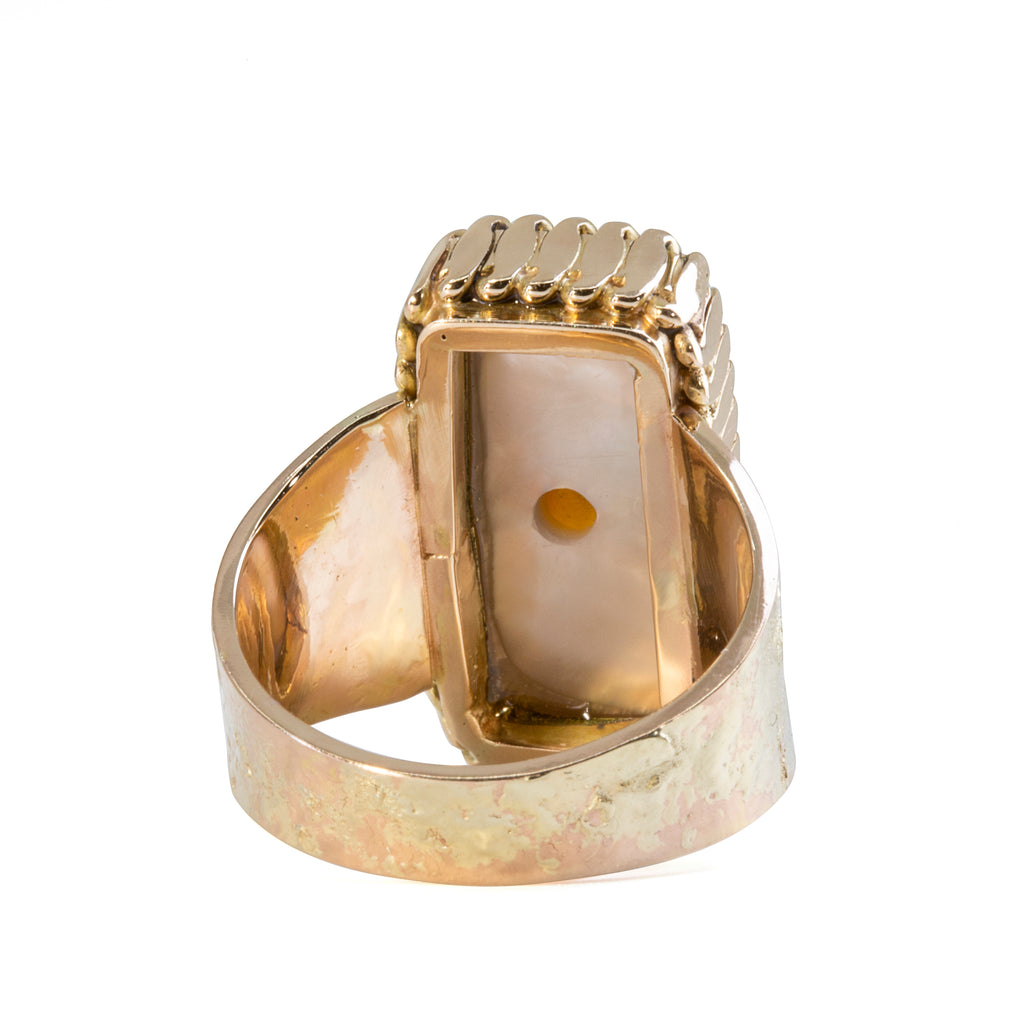 Pearl 11.24 carat with Tsavorite Garnet Handcrafted 14k Gold Ring - VO-171 - Crystalarium