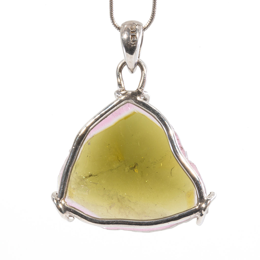 Watermelon Tourmaline 21.48ct Handcrafted Sterling Silver Crystal Slice Pendant - BBO-031 - Crystalarium