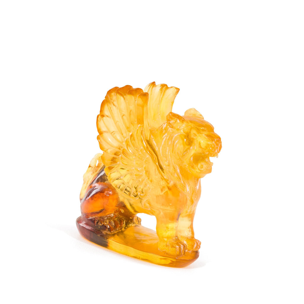 Amber Winged Lion 22.3mm 8.98 Carat Handcrafted Gemstone Carving - JTCON-021 - Crystalarium