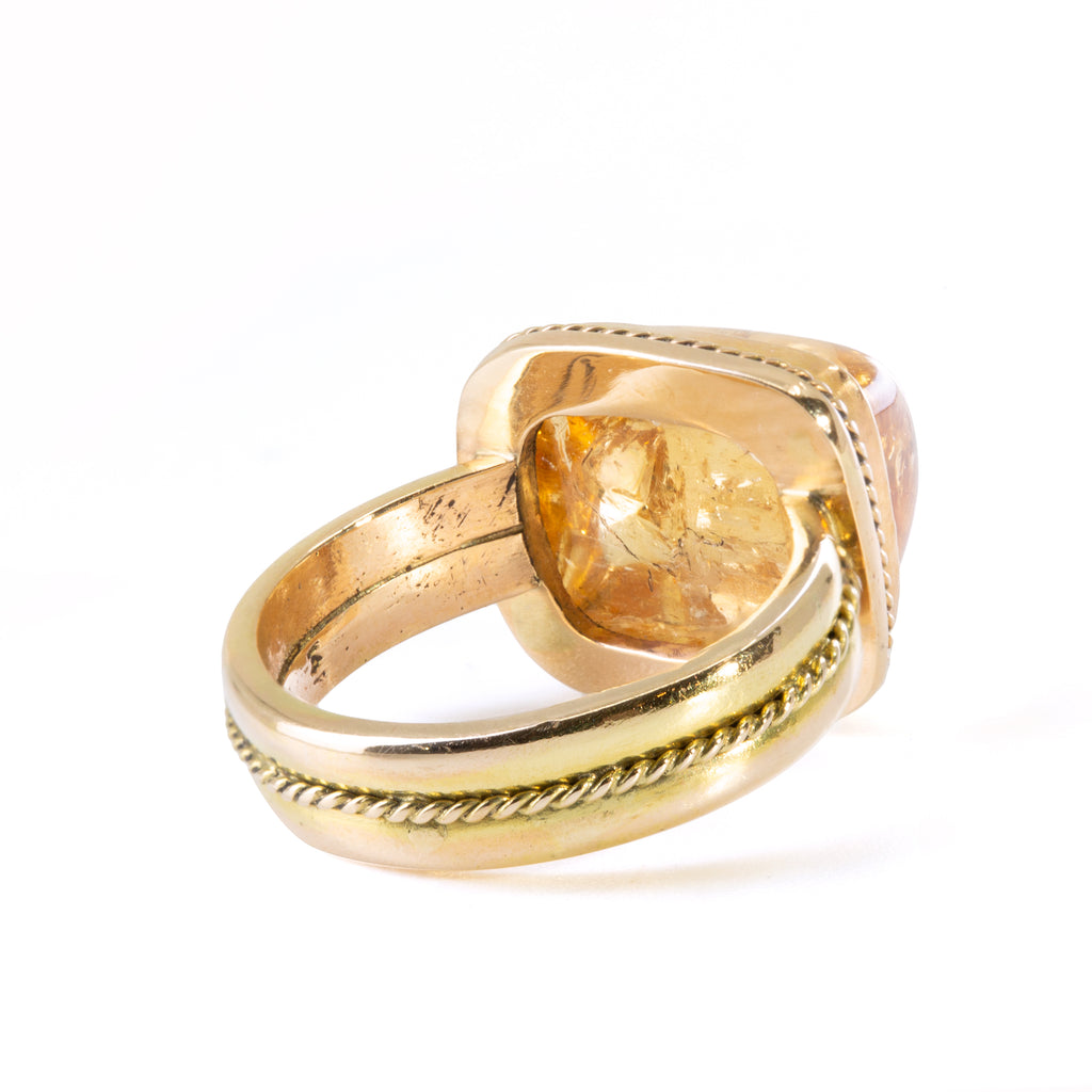 Imperial Topaz 13.67 carat Handcrafted 14k Cabochon Ring - XO-312 - Crystalarium