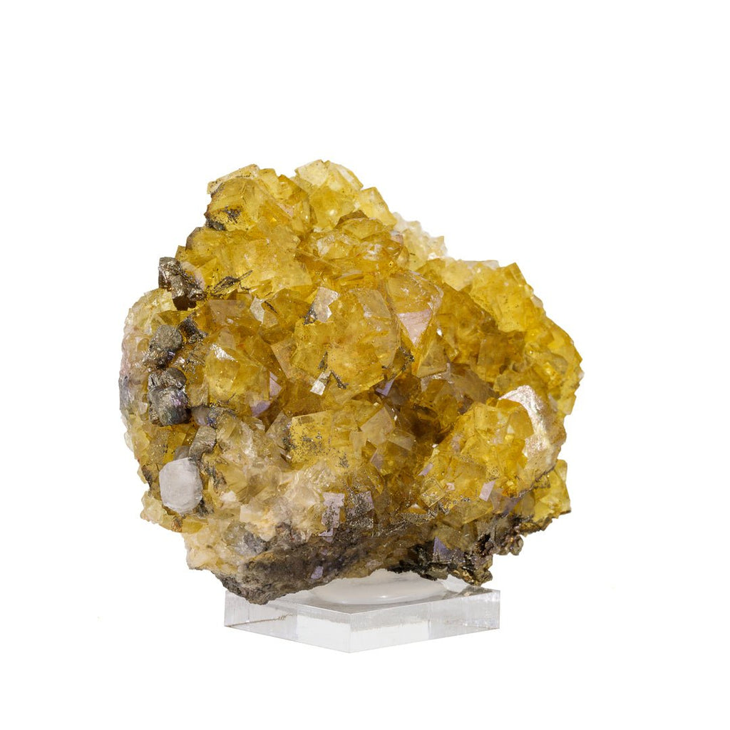 Yellow Fluorite with Pyrite 3.6 Inch 238gr Natural Crystal Specimen - Moscona Mine, Spain - KKX-288 - Crystalarium