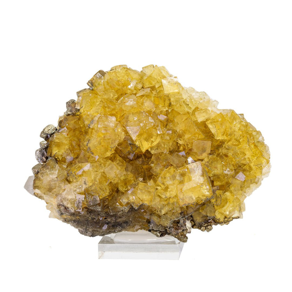 Yellow Fluorite with Pyrite 3.6 Inch 238gr Natural Crystal Specimen - Moscona Mine, Spain - KKX-288 - Crystalarium