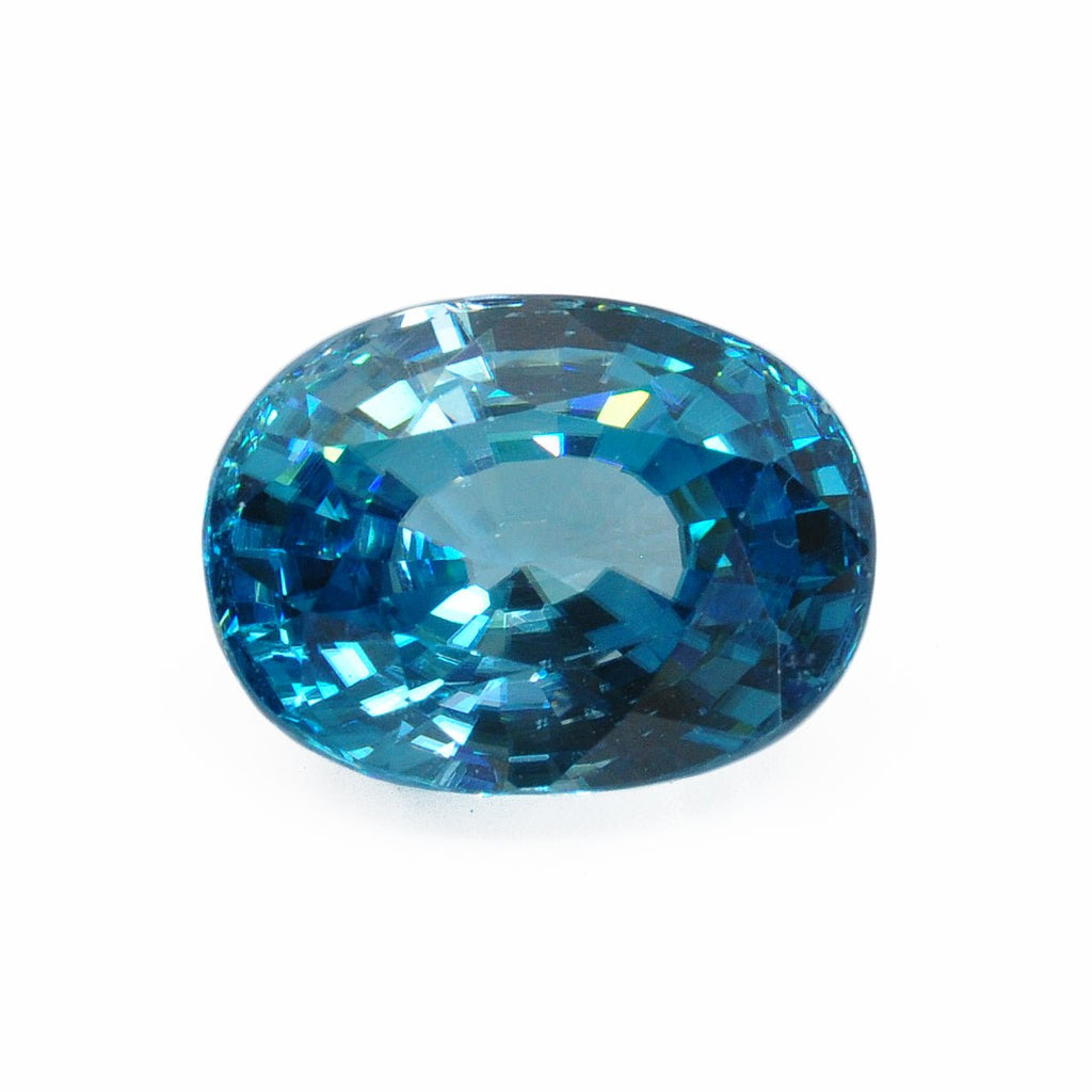 Blue Zircon 13.69 mm 10.89 carats Faceted Oval Gemstone - Thailand - 15-032 - Crystalarium