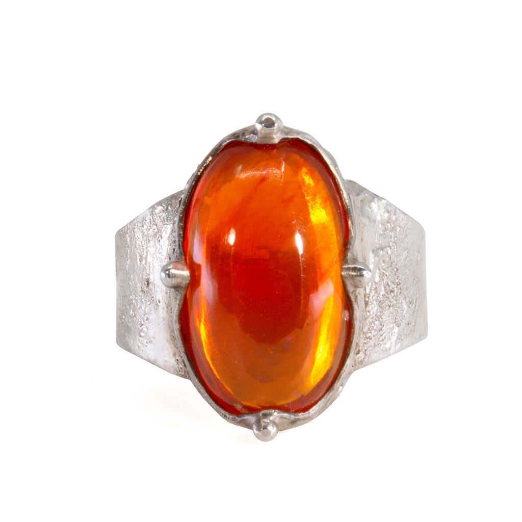 Cherry Opal 4.88 carat Sterling Silver Handcrafted Ring - ZO-327 - Crystalarium